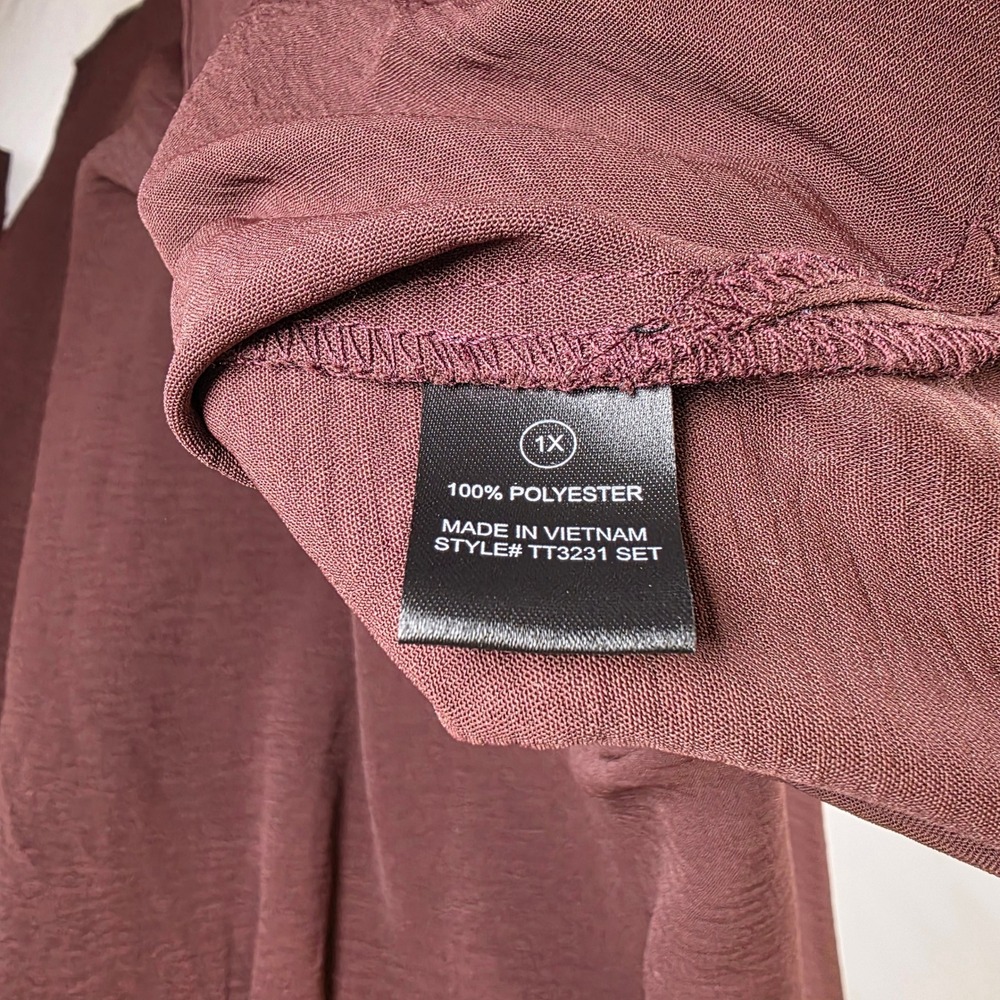 Fashion Nova Brown Textured Button Down‎ Long Sleeve Shirt 1X TT3231 SET - Picture 8 of 9